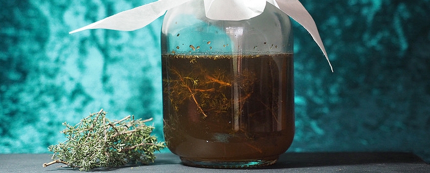 Oximel - ancient recipe with thyme, apple cider vinegar and honey