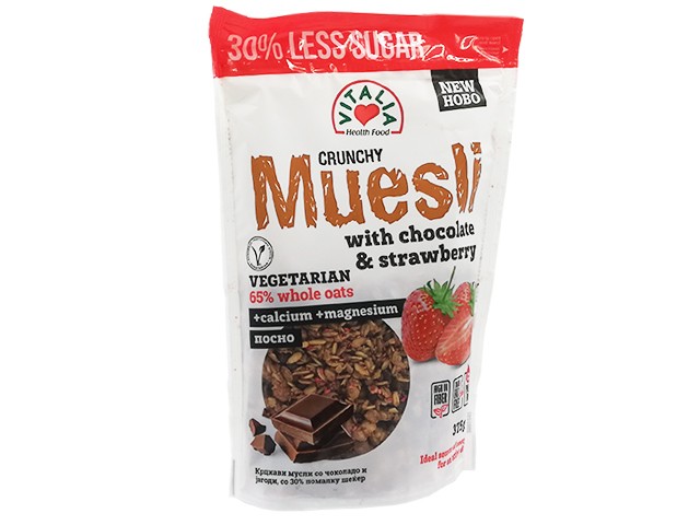 Crunchy Muesli with chocolate and strawberry, Vitalia, 375 g