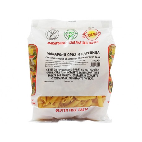 Macaroni from rice and corn, gluten free, Kramas, 250 g
