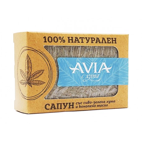 Natural soap with gray-green clay and hemp oil, Avia, 100 g