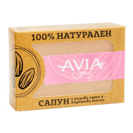 Натурален сапун с розова хума и бадемово масло, Avia, 110 гр.