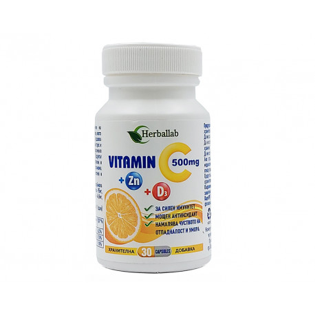 Vitamin C, Zinc and Vitamin D3, Herballab, 30 capsules