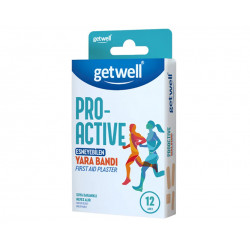 Pro-Active flexible first aid plasters, Getwell, 12 pcs
