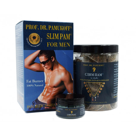 Slim Pam - pack for men, Prof. Dr. Pamukov, herbal tea and capsules