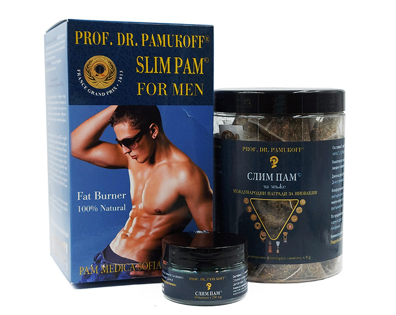 Slim Pam pack for men Prof. Dr. Pamukov herbal tea and capsules