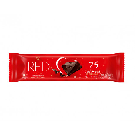 Dark chocolate, no added sugar and less calories, Red, 26 g