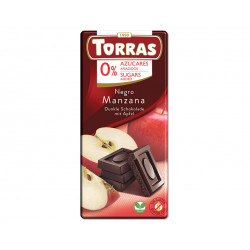 Черен шоколад с ябълка, без добавена захар, Торрас, 75 гр.