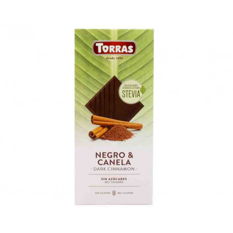 Черен шоколад с канела и стевия, без добавена захар, Торрас, 125 гр.