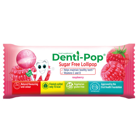 Denti-Pop, healthy teeth sugar free lollipop, raspberry, 6 g