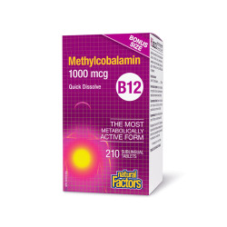 B12 - Methylcobalamin, Natural Factors, 120 sublingual tablets