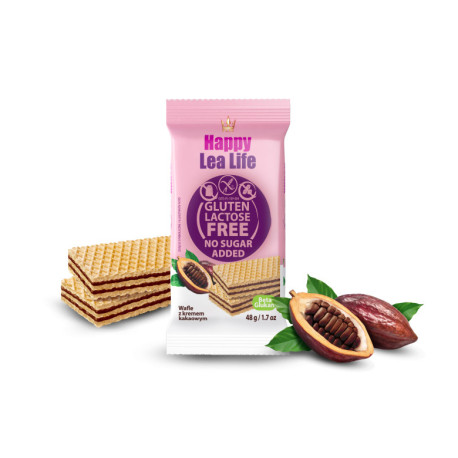 Вафли без глутен, лактоза и захар - какао, Happy Lea Life, 48 гр.