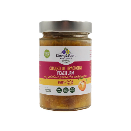 Homemade Peach Jam, sugar-free, Dimmy's Farm, 330 g