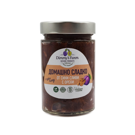 Домашно сладко от сини сливи с орехи, без захар, Dimmy's Farm, 330 гр. Домашно сладко от сини сливи с орехи, без захар, Dimmy's Farm, 330 гр.