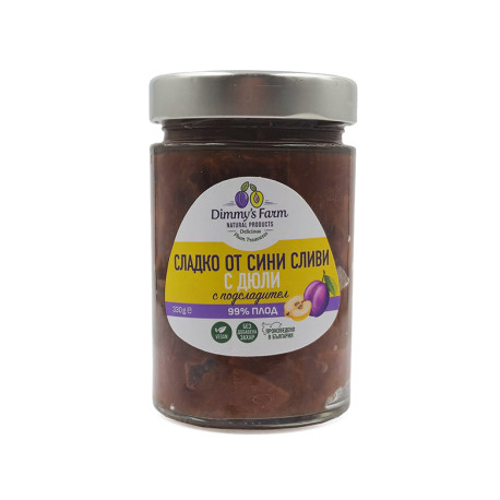 Homemade Plum & Quince Jam, sugar-free, Dimmy's Farm, 330 g