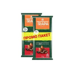 ПРОМО ПАКЕТ Тъмен шоколад 80% със стевия и малтитол, Трапа, 75 гр.
